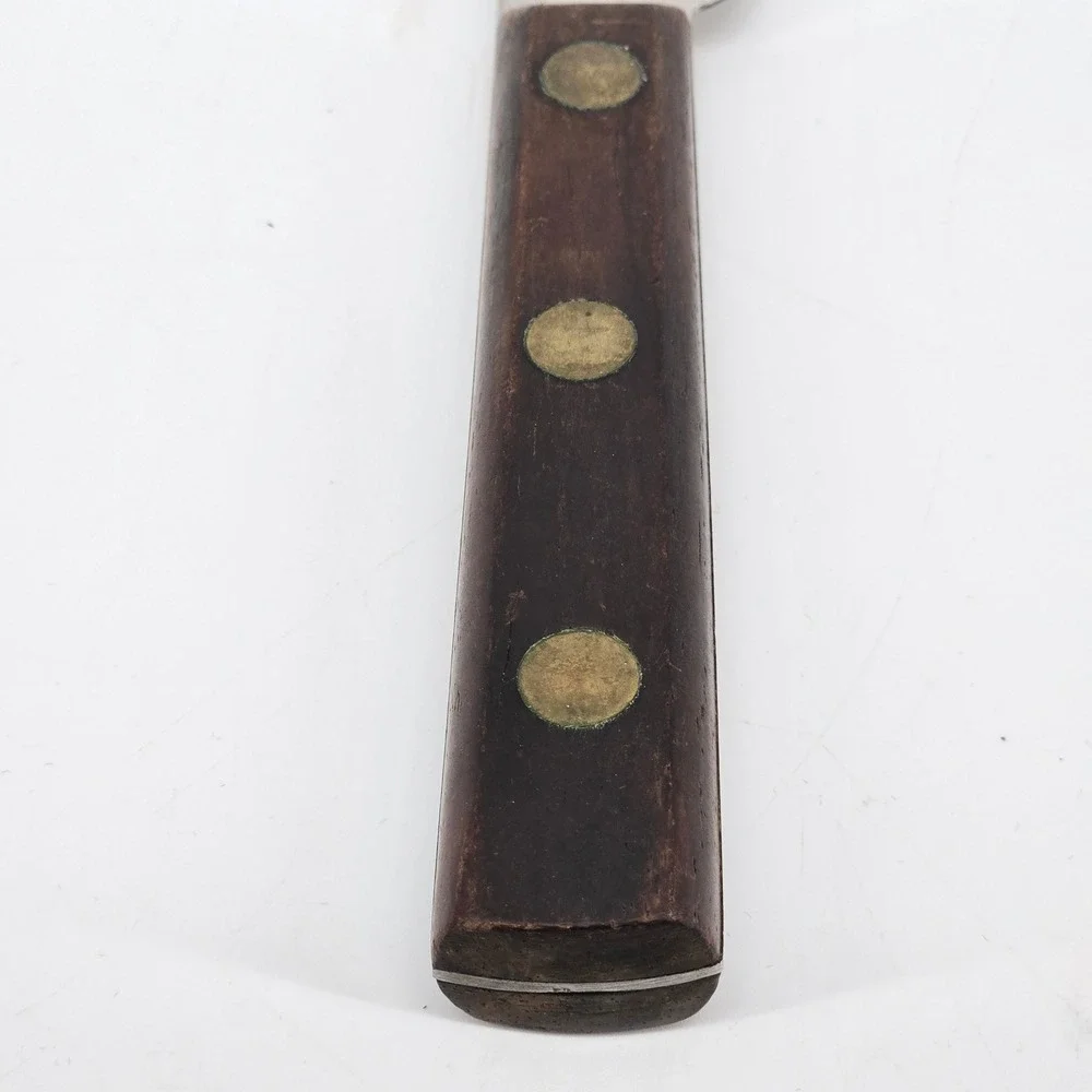 The Burns Bread Knife Shape 102-S Stainless Steel Pat 1921 Wood Handle Vintage